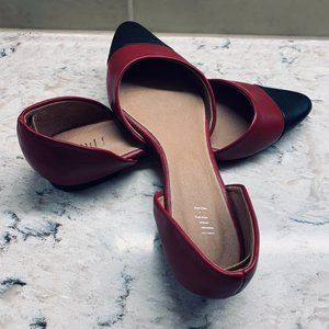 J Jill Red/Black D'orsay Flats - Size 7
